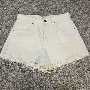 Cotton On Cream Distressed Jean Shorts